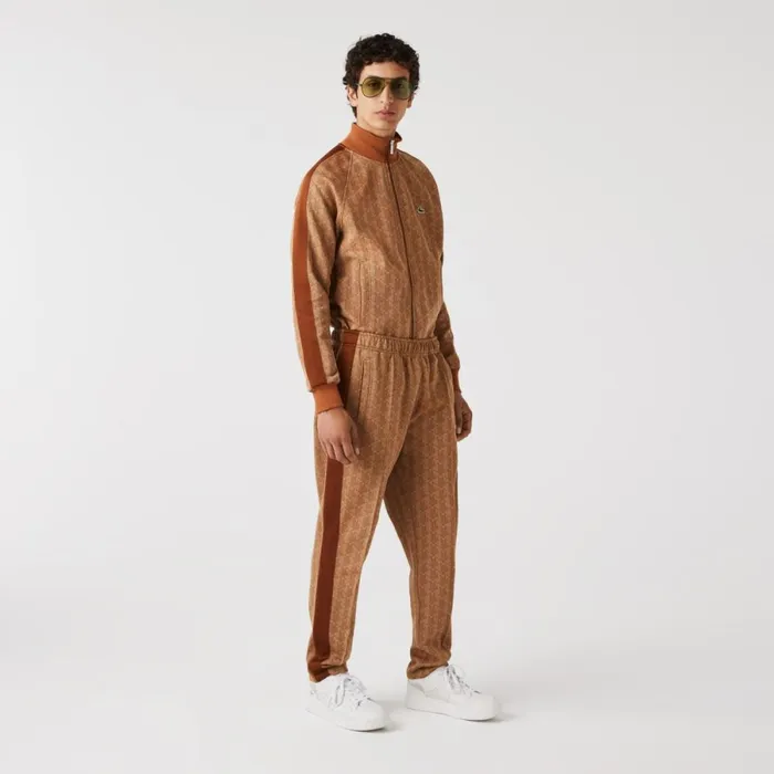 Matching Sets Men Lacoste Men039s Monogram Print Pants Beige Brown Zwm