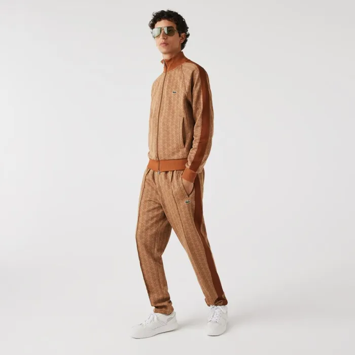 Matching Sets Men Lacoste Men039s Monogram Print Pants Beige Brown Zwm