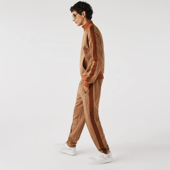 Matching Sets Men Lacoste Men039s Monogram Print Pants Beige Brown Zwm