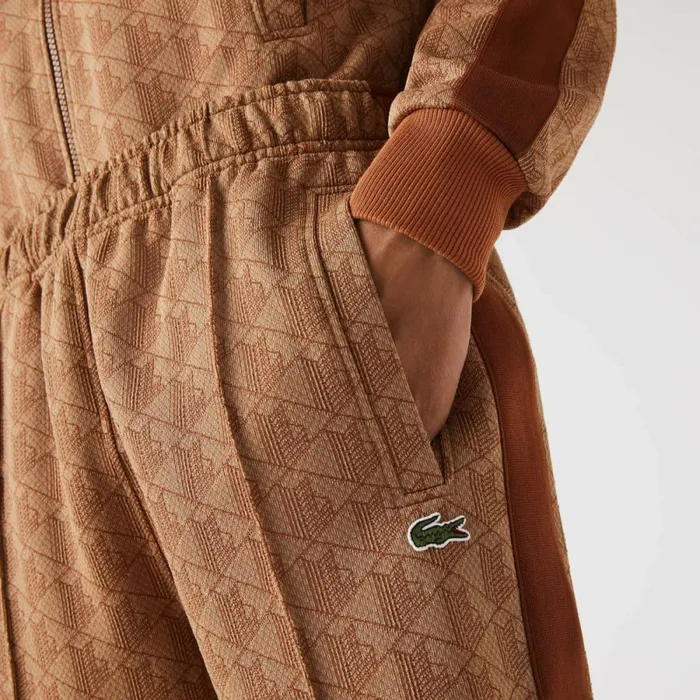 Matching Sets Men Lacoste Men039s Monogram Print Pants Beige Brown Zwm
