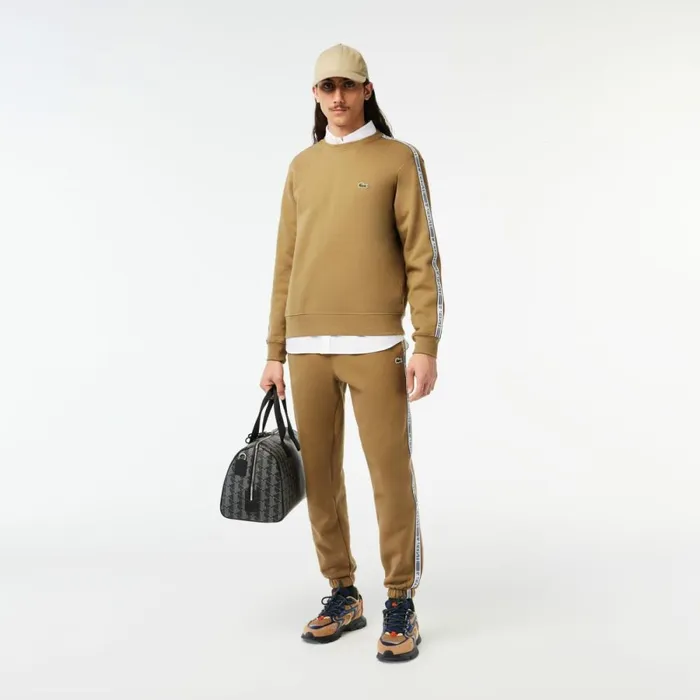 Matching Sets Men Lacoste Mens Logo Stripe Joggers Brown Six
