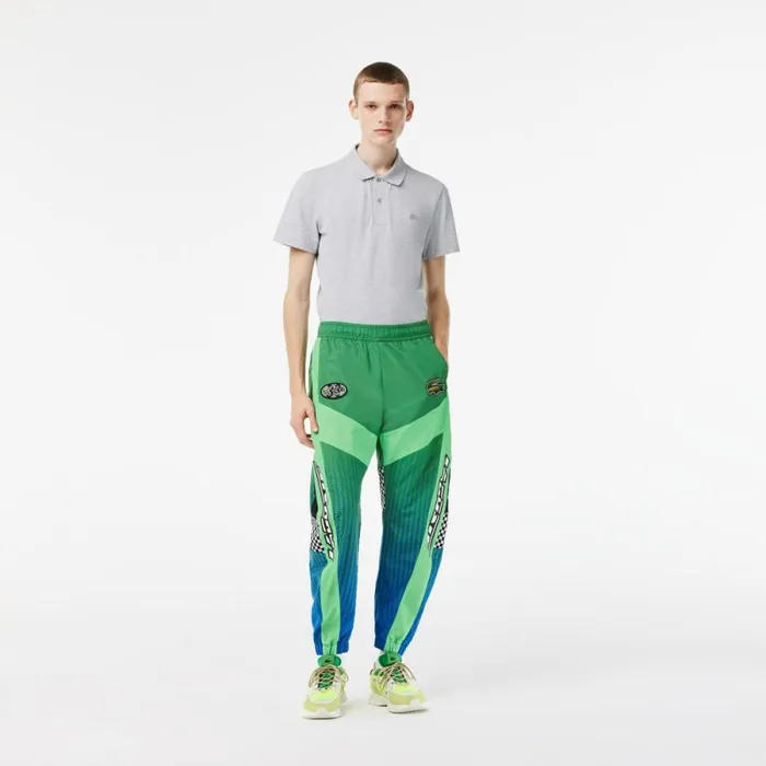 Matching Sets Men Lacoste Mens Ombr Checkerboard Print Joggers Green Blue Chy