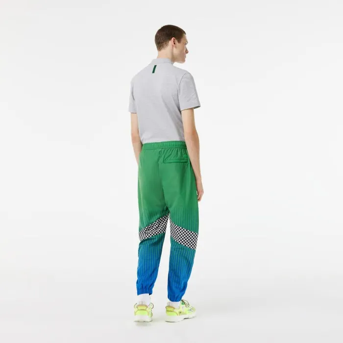 Matching Sets Men Lacoste Mens Ombr Checkerboard Print Joggers Green Blue Chy