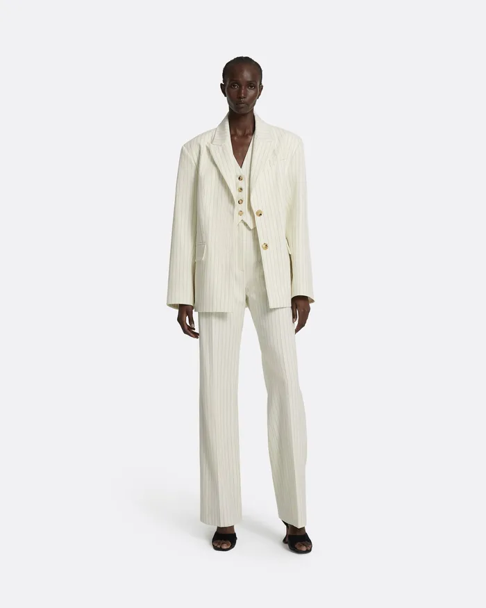 Maurissa Ivory Pinstripe Jacket Ivory Pinstripe Women Jackets and Coats Safiyaa