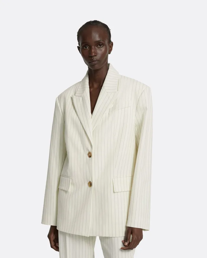 Maurissa Ivory Pinstripe Jacket Ivory Pinstripe Women Jackets and Coats Safiyaa