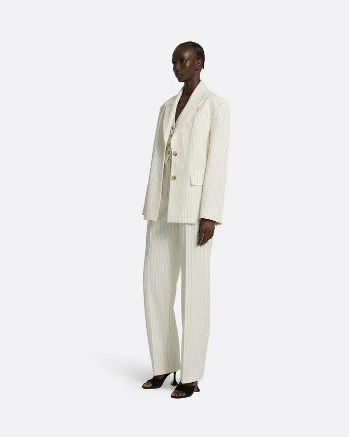 Maurissa Ivory Pinstripe Jacket Ivory Pinstripe Women Jackets and Coats Safiyaa