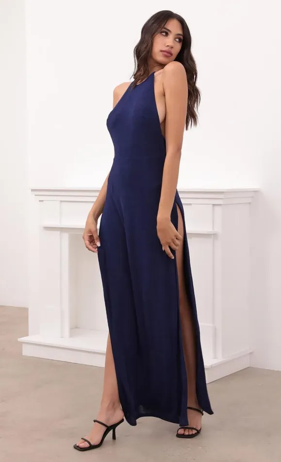 Maxi Drape Back Dress Navy Women LUCY IN THE SKY Maxi Dresses Maxi Drape Back Dress Navy Women LUCY IN THE SKY Maxi Dresses