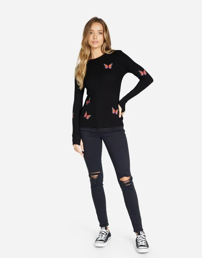 McKinley Butterfly Wings Black Women Lauren Moshi Long Sleeve