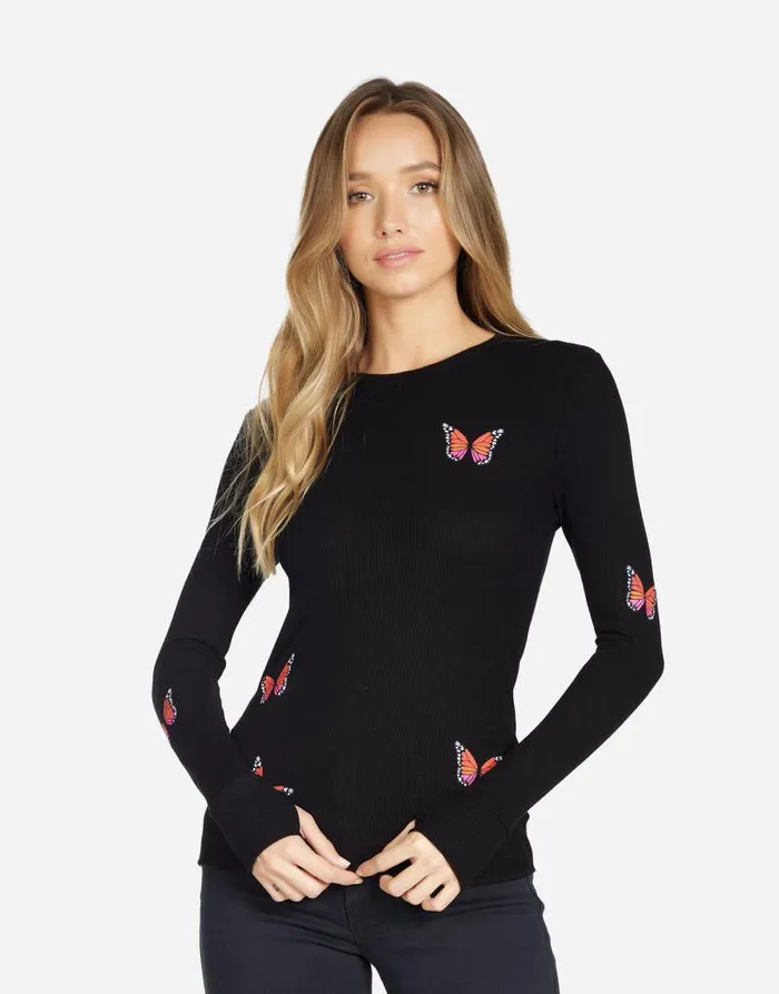 McKinley Butterfly Wings Black Women Lauren Moshi Long Sleeve