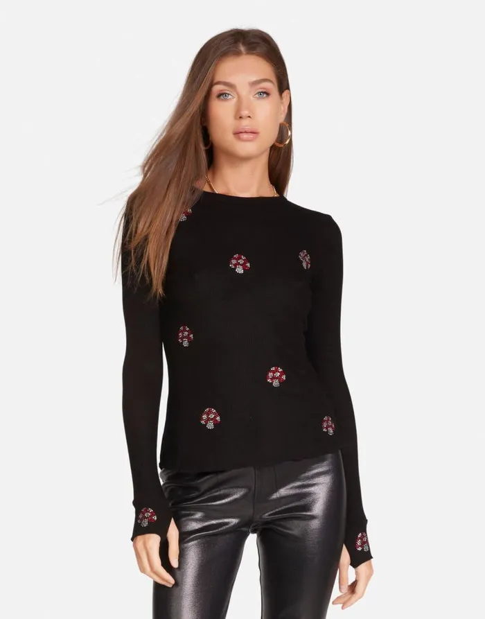 McKinley Crystal Mushrooms Black Women Lauren Moshi Long Sleeve