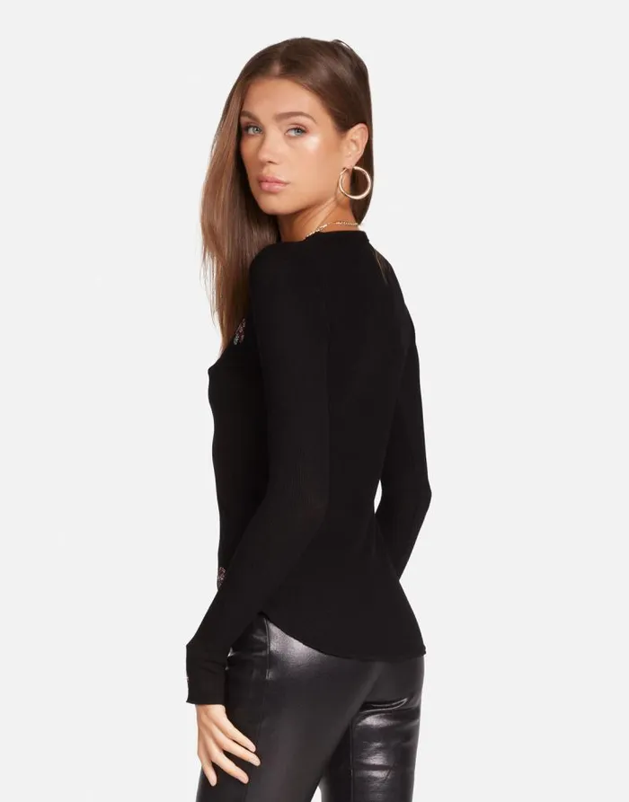 McKinley Crystal Mushrooms Black Women Lauren Moshi Long Sleeve