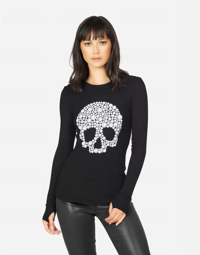 McKinley Happy Skulls Black Women Lauren Moshi Long Sleeve