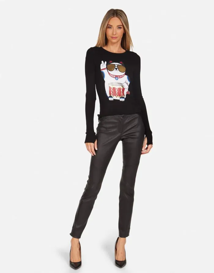 McKinley Lucky Cat Black Women Lauren Moshi Long Sleeve