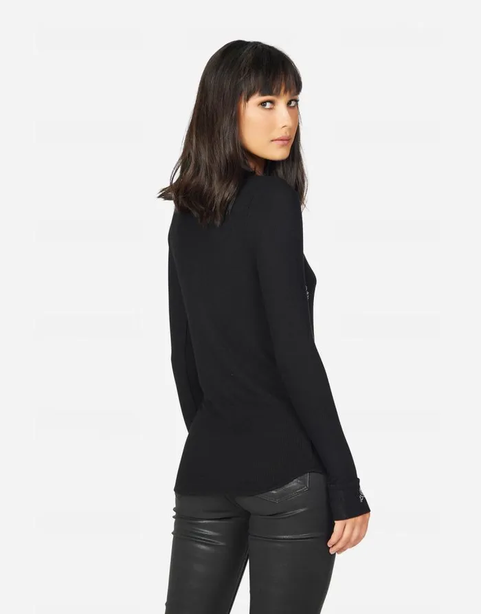 McKinley Mini Crystal Cross Bone Skulls Black Women Lauren Moshi Long Sleeve