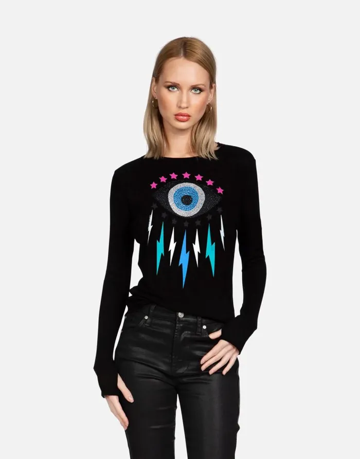 McKinley X Crystal Electric Star Eye Black Women Lauren Moshi Long Sleeve