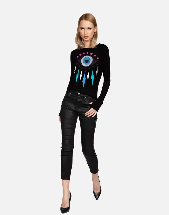 McKinley X Crystal Electric Star Eye Black Women Lauren Moshi Long Sleeve