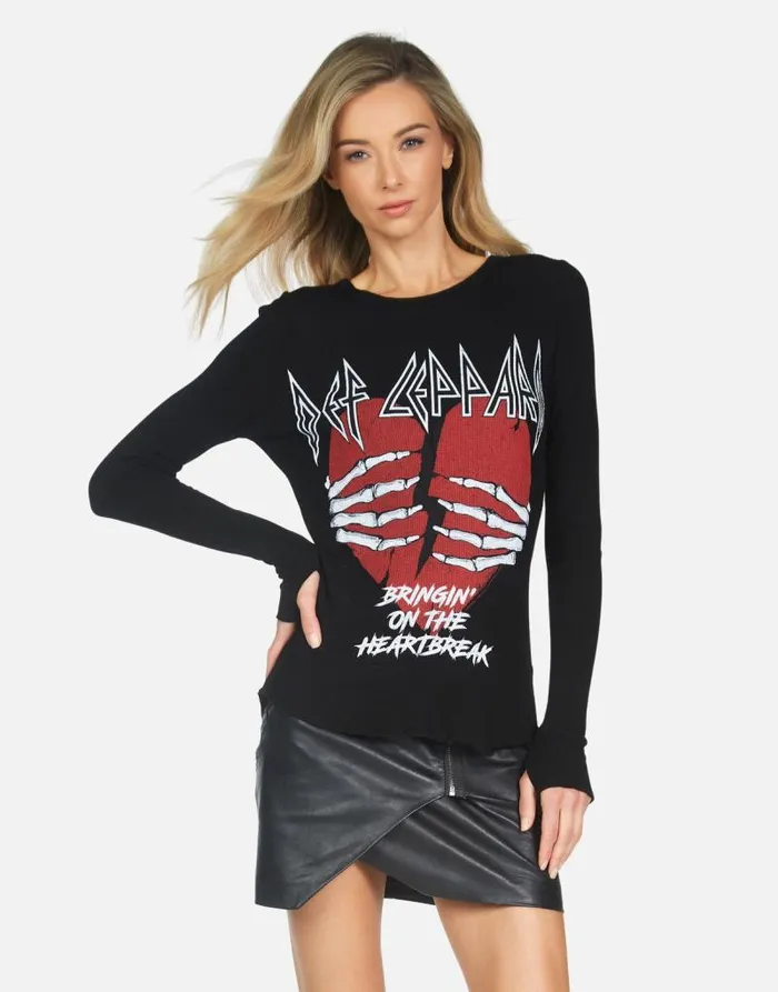 McKinley X Def Leppard Heartbreak White Women Lauren Moshi Long Sleeve