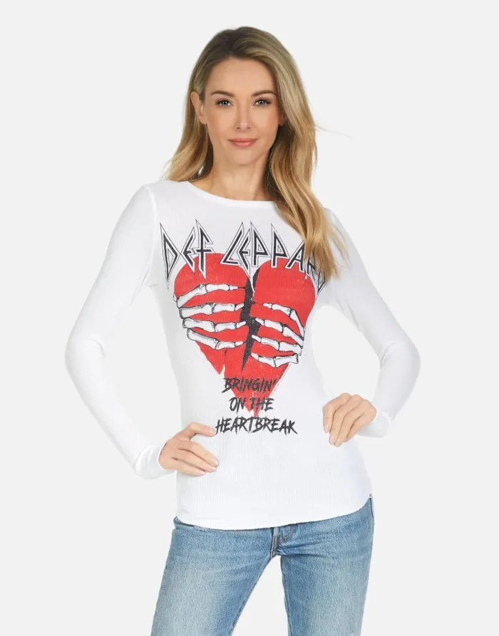 McKinley X Def Leppard Heartbreak White Women Lauren Moshi Long Sleeve