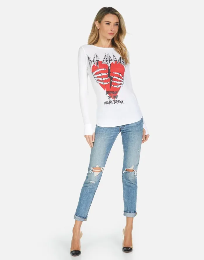 McKinley X Def Leppard Heartbreak White Women Lauren Moshi Long Sleeve
