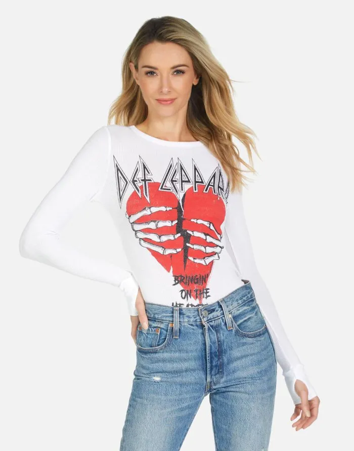 McKinley X Def Leppard Heartbreak White Women Lauren Moshi Long Sleeve