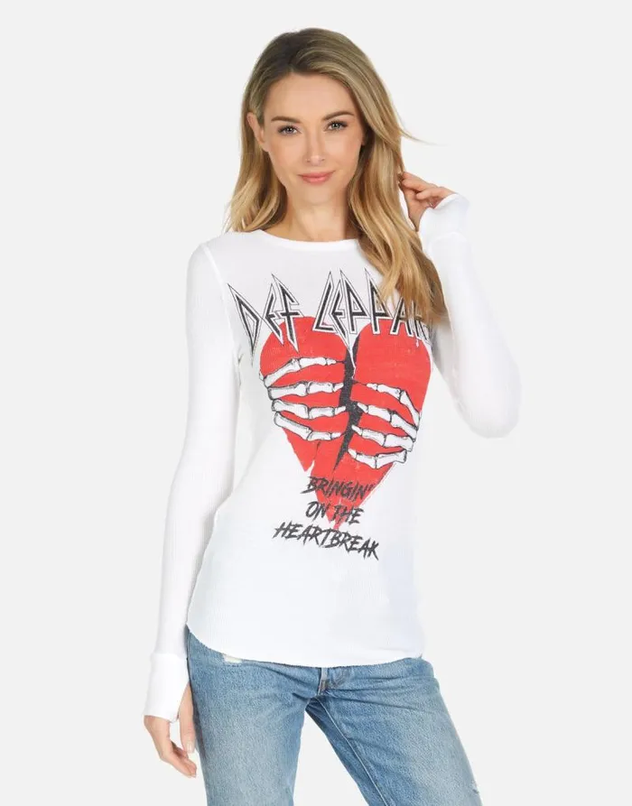 McKinley X Def Leppard Heartbreak White Women Lauren Moshi Long Sleeve