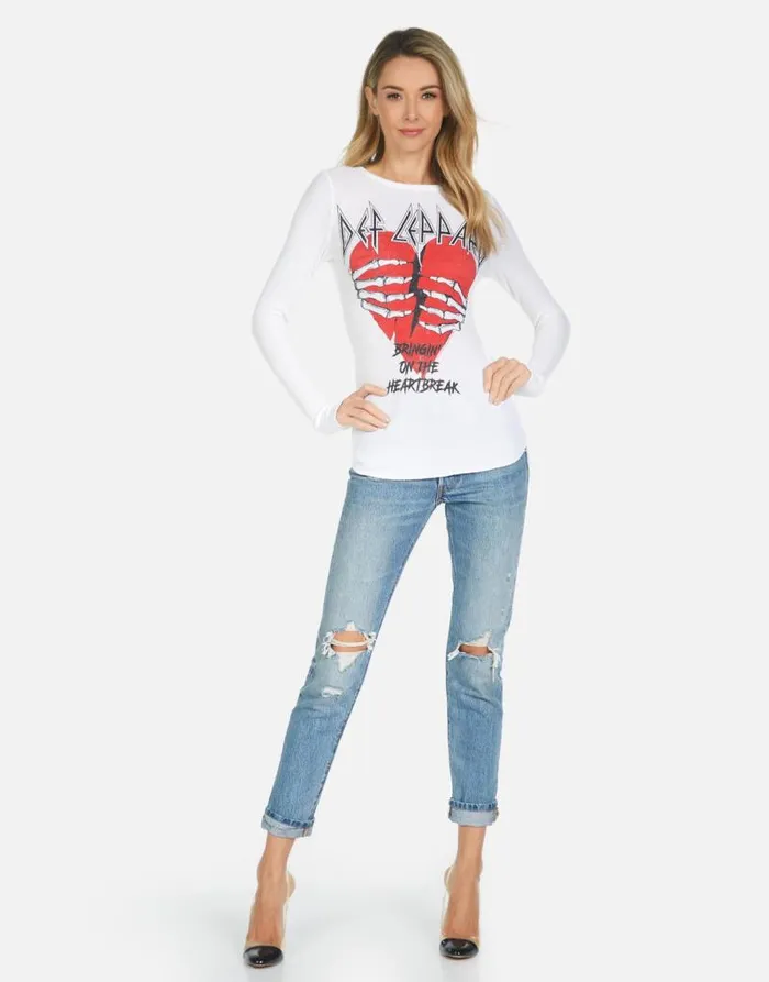McKinley X Def Leppard Heartbreak White Women Lauren Moshi Long Sleeve