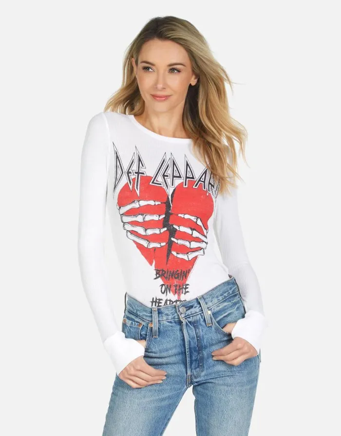 McKinley X Def Leppard Heartbreak White Women Lauren Moshi Long Sleeve