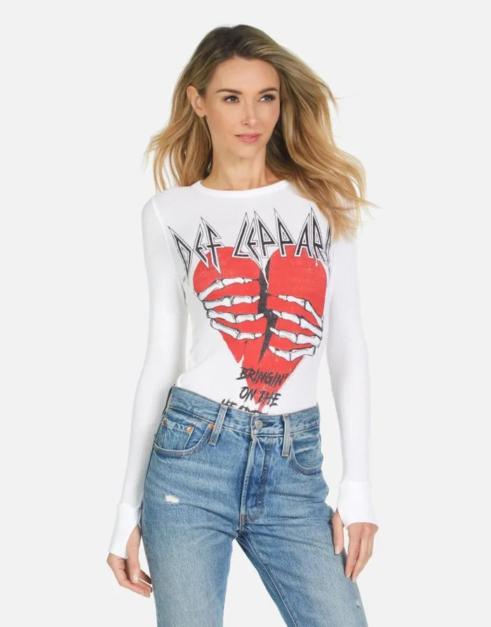 McKinley X Def Leppard Heartbreak White Women Lauren Moshi Long Sleeve