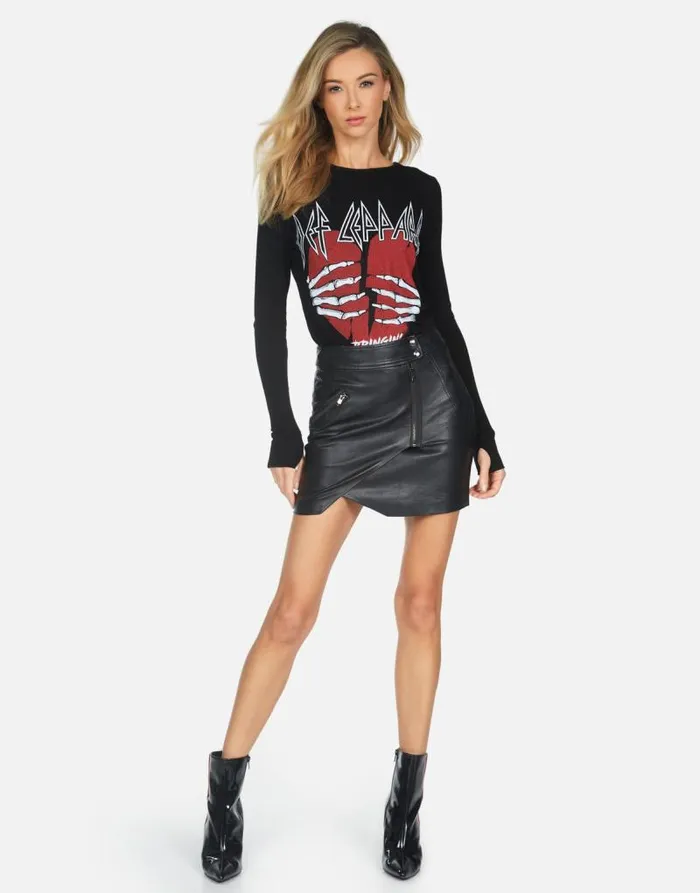 McKinley X Def Leppard Heartbreak White Women Lauren Moshi Long Sleeve