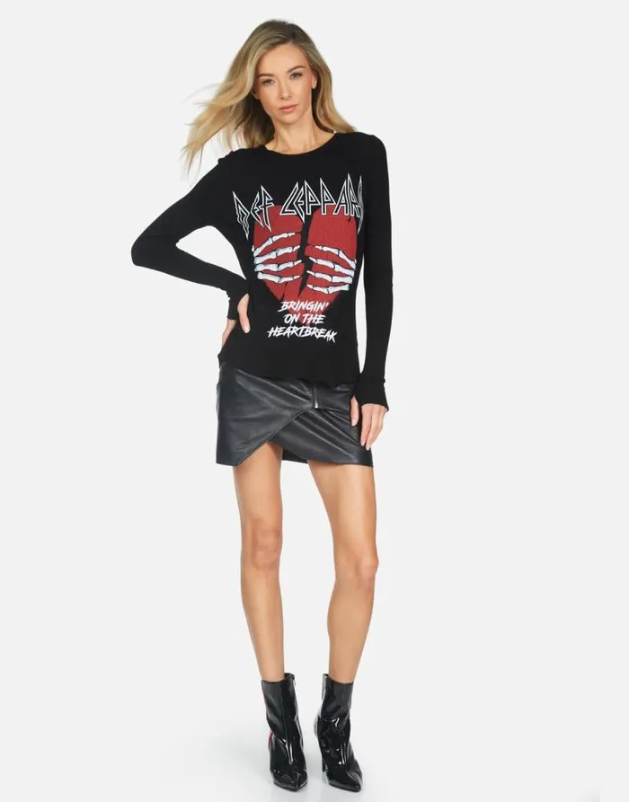 McKinley X Def Leppard Heartbreak White Women Lauren Moshi Long Sleeve