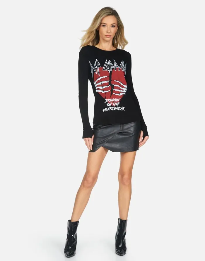 McKinley X Def Leppard Heartbreak White Women Lauren Moshi Long Sleeve