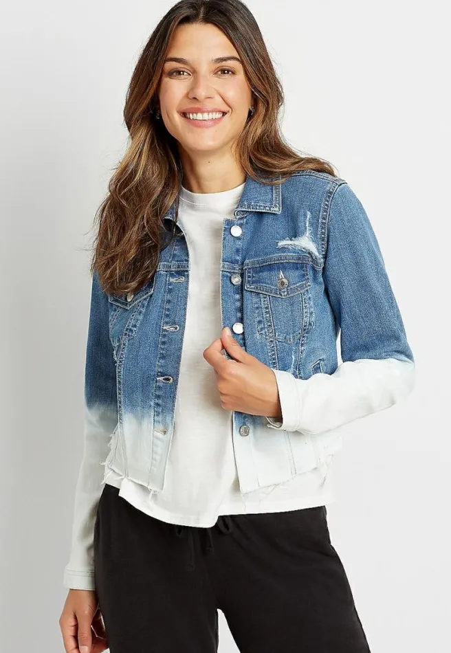 Medium Wash Ombre Denim Jacket Women Maurices Tops