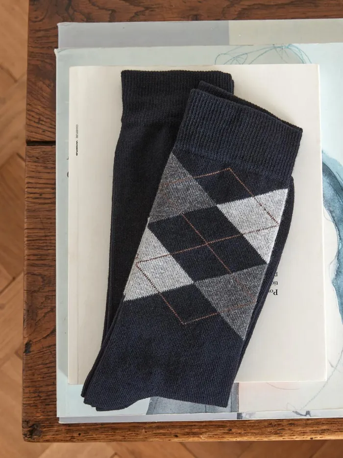 Men Accessories Cyrillus Pair Of 2 Intarsia Socks Marine