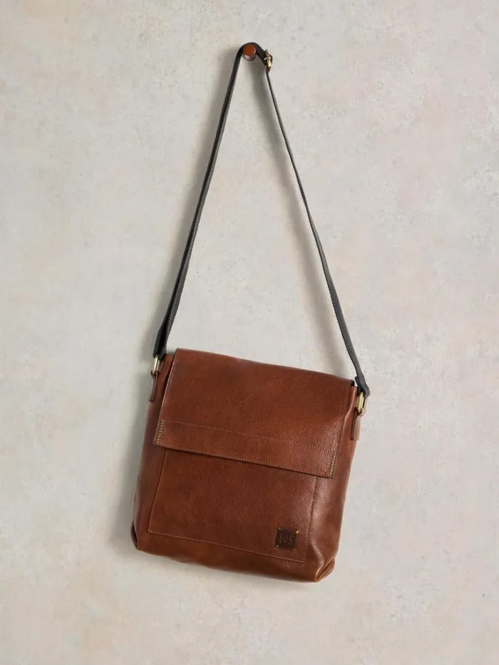 Men BAGS White Stuff Frankie Leather Crossbody Bag Mid Tan