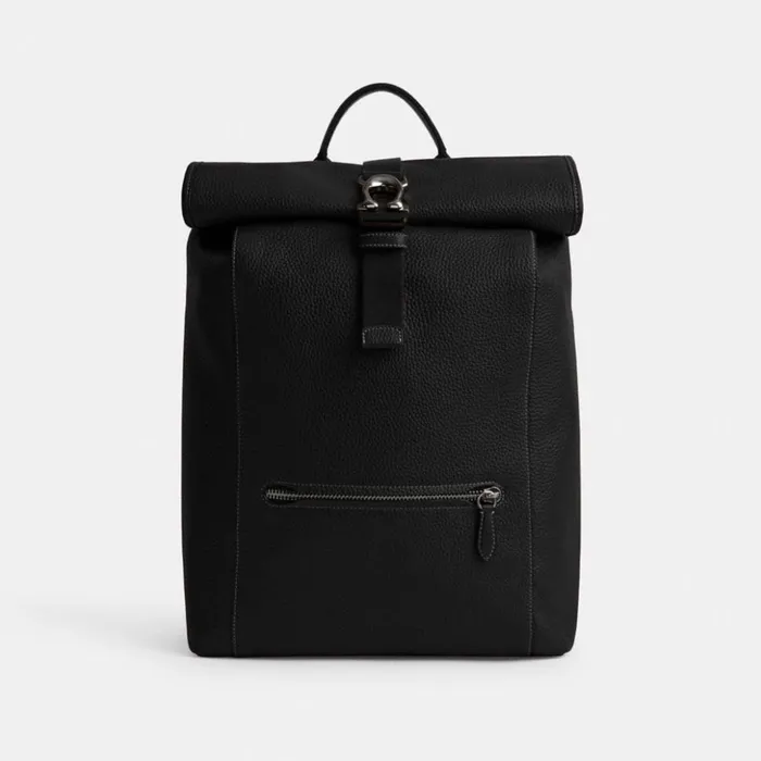 Men Beck Roll Top Backpack Black Coach Backpacks