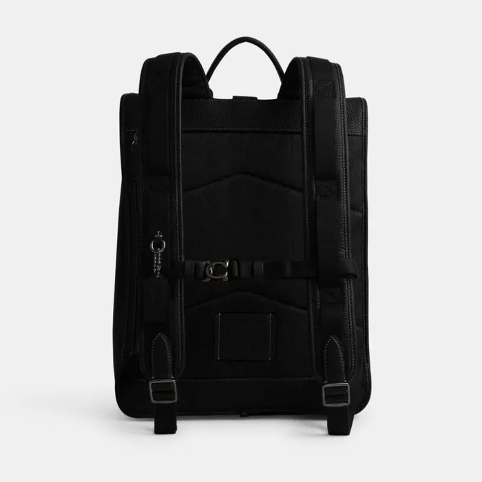 Men Beck Roll Top Backpack Black Coach Backpacks