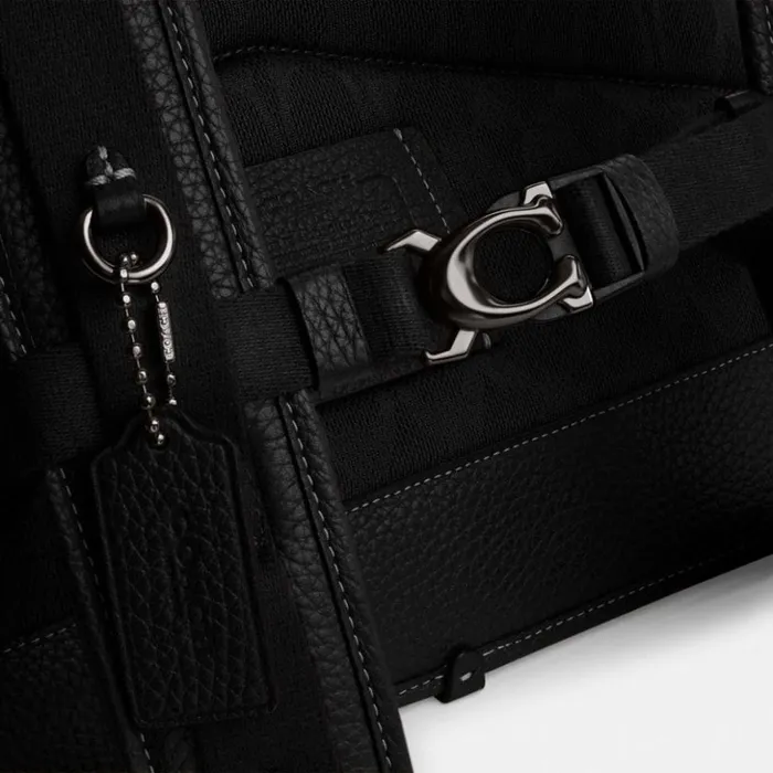 Men Beck Roll Top Backpack Black Coach Backpacks