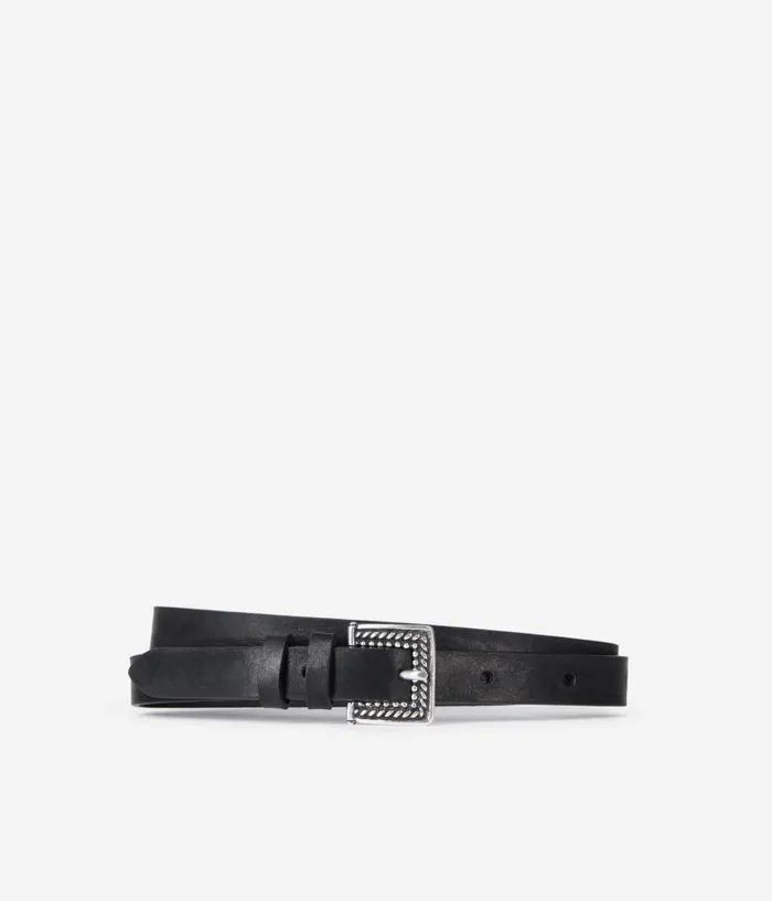 Men Belts THE KOOPLES Thin Black Leather Belt