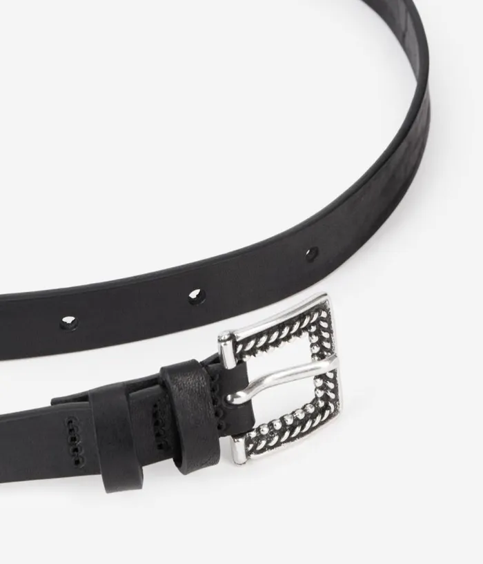 Men Belts THE KOOPLES Thin Black Leather Belt Men Belts THE KOOPLES Thin Black Leather Belt