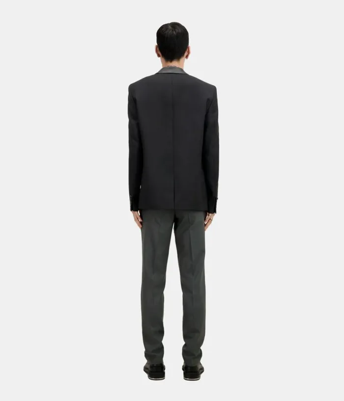 Men Blazers and Suits THE KOOPLES Black Wool Blazer With Leather Details Men Blazers and Suits THE KOOPLES Black Wool Blazer With Leather Details