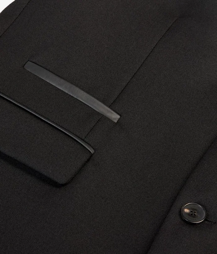 Men Blazers and Suits THE KOOPLES Black Wool Blazer With Leather Details Men Blazers and Suits THE KOOPLES Black Wool Blazer With Leather Details