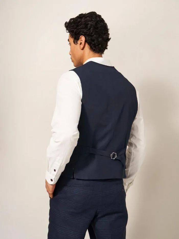 Men BLAZERS White Stuff Harrison Check Waistcoat Deep Blue Men BLAZERS White Stuff Harrison Check Waistcoat Deep Blue