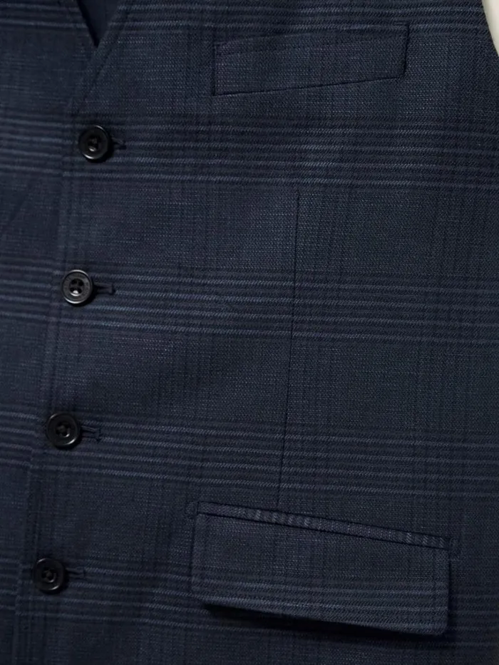 Men BLAZERS White Stuff Harrison Check Waistcoat Deep Blue Men BLAZERS White Stuff Harrison Check Waistcoat Deep Blue