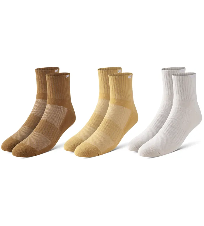 Men Bowo Cushion Ankle Mustard Socks 3 Pack Pair Of Thieves Ankle