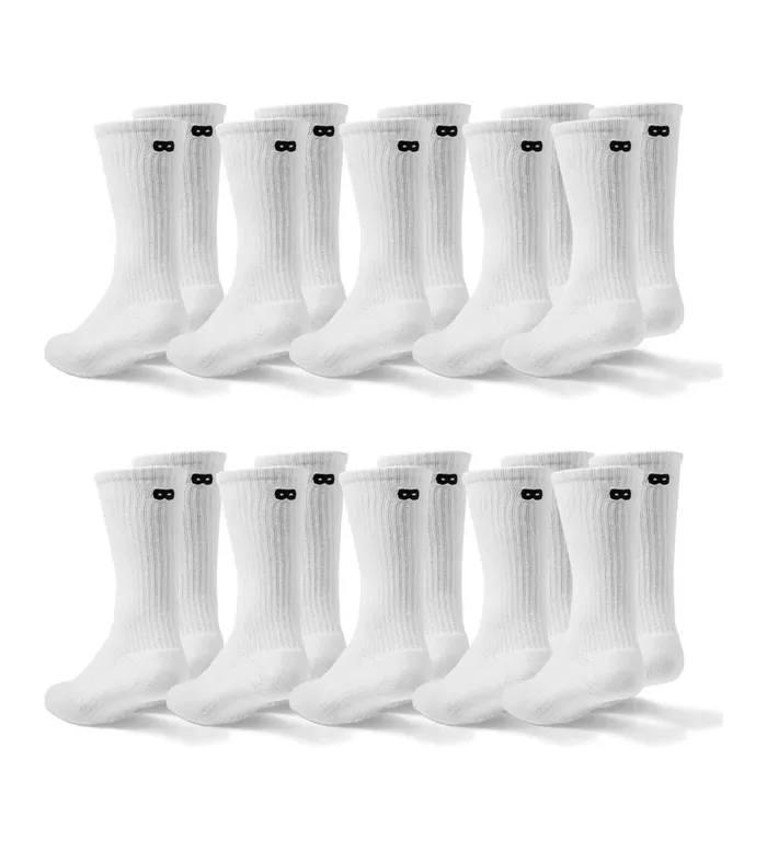 Men Bowo Cushion Crew White Socks 10 Pack Pair Of Thieves Crew