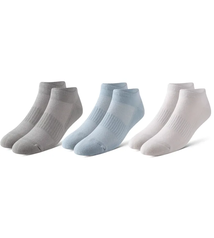 Men Bowo Cushion Low Cut Lt Blue Socks 3 Pack Pair Of Thieves LowCut