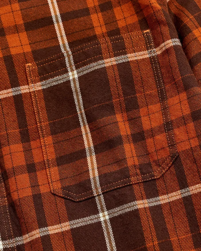 Men Brushed Bold Plaid Tuscumbia Shirt Orangerust Billy Reid Shirting