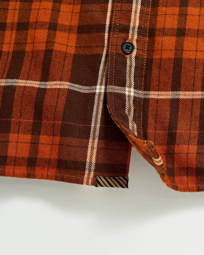 Men Brushed Bold Plaid Tuscumbia Shirt Orangerust Billy Reid Shirting