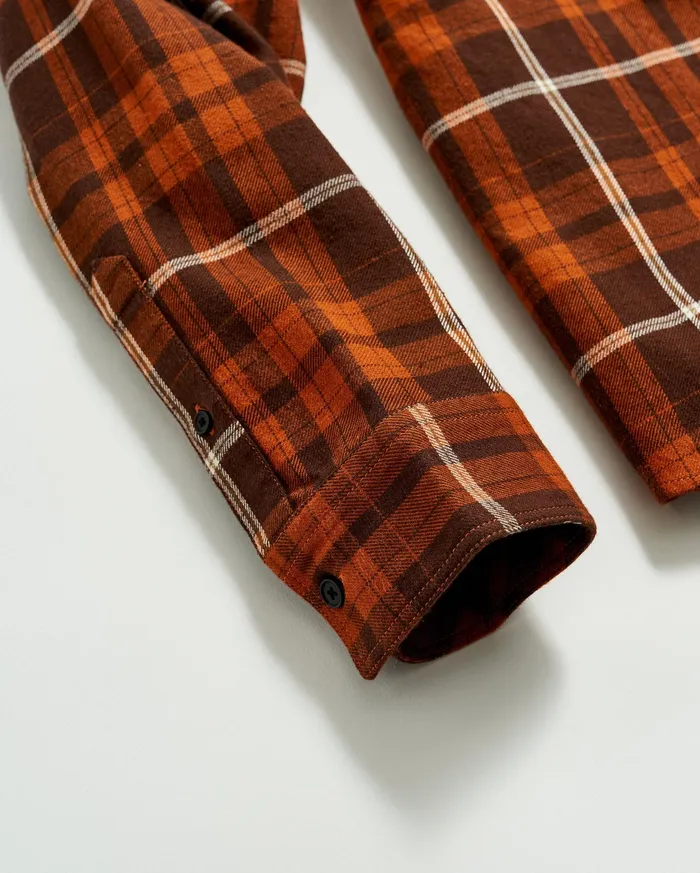 Men Brushed Bold Plaid Tuscumbia Shirt Orangerust Billy Reid Shirting