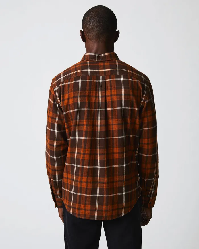 Men Brushed Bold Plaid Tuscumbia Shirt Orangerust Billy Reid Shirting